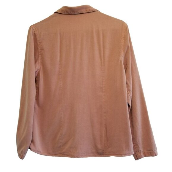 Tianello‎ Button Up Blouse Tencel Waist Shaping Pinkish Red Collar Long Sleeve S - Picture 9 of 12